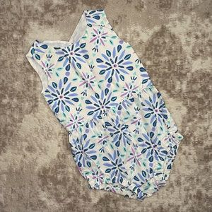 [Tea Collection] White Romper with Blue and Purple Floral Print